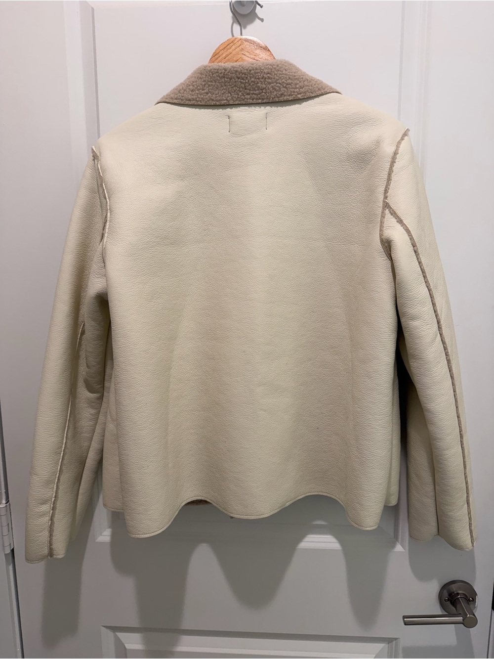 NWT Steve Madden LIV Faux Shearling Double Breasted Coat Ivory Size L - Picture 4 of 6